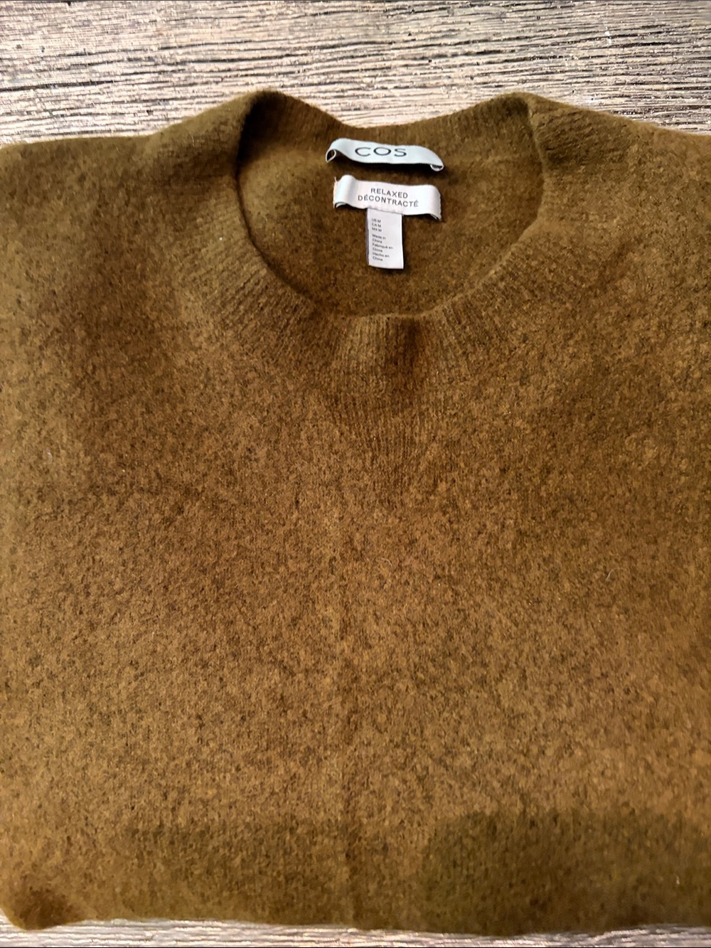 COS Men's Relaxed Crewneck Sweater in Olive